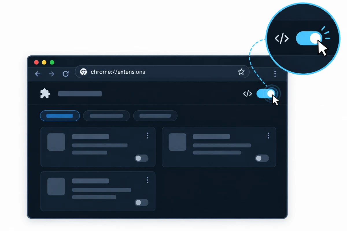 Turn on Developer mode in the upper-right corner of the Chrome extensions page
