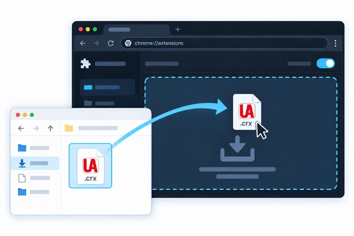 Drag the extension installer into the extensions page and confirm installation